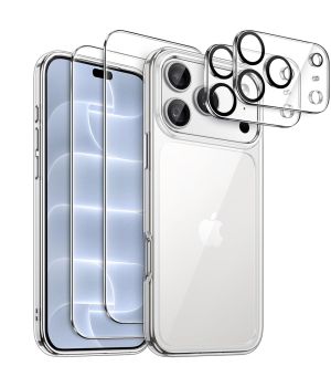 Transparente Hülle für iPhone 18 Pro mit Schutzglas & Kameraschutz – 5-in-1 Set