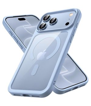 MagSafe Hülle für iPhone 18 Pro mit Rahmen Hellblau und Rückseite Transparent