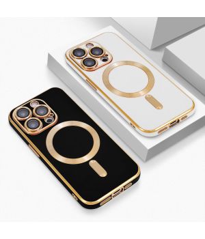 Handyhülle für iPhone 15 Pro MagSafe Kompatibel mit Kameraschutz Gold Schwarz Weiß Rosa Blau