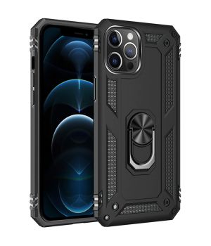 Handyhülle für Apple 12 Pro Max mit Magnethalterung sowie einen 360° Ringhalter Schwarz