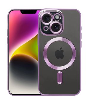 Schutzhülle für iPhone 14 Hülle mit Kameraschutz MagSafe Lila Case Transparent