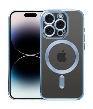 Schutzhülle für iPhone 14 Hülle mit Kameraschutz MagSafe Blau Case Transparent