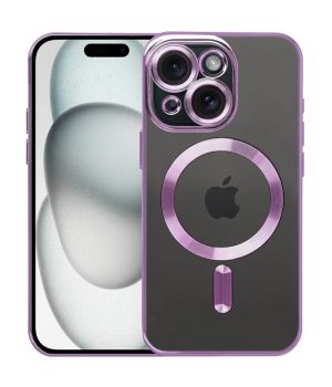 Schutzhülle für iPhone 15 Hülle mit Kameraschutz Lila MagSafe Kompatibel Case Transparent