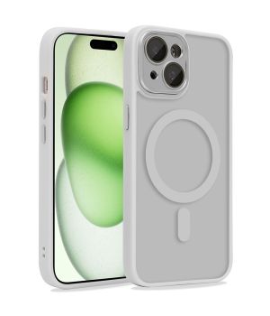 Handyhülle für iPhone 15 Hülle Grau mit Kameraschutz MagSafe Kompatibel