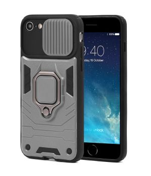Handyhülle für iPhone 7 Case mit verschiebbarer Kameraabdeckung / Kamera Slider Silber