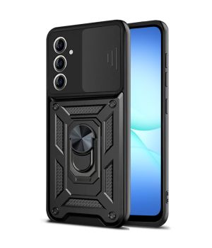 Schutzhülle für Samsung Galaxy A17 (5G) Case Hülle Schwarz mit verschiebbarem Kameraschutz sowie 360° Ringhalter