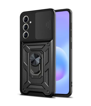 Schutzhülle für Samsung Galaxy A17 (5G) Case Hülle Schwarz mit verschiebbarem Kameraschutz sowie 360° Ringhalter