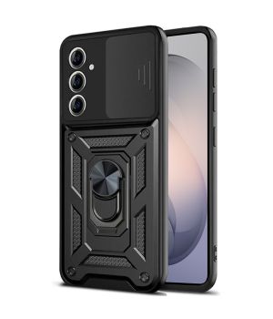 Schutzhülle für Samsung Galaxy S26 Case Hülle Schwarz mit verschiebbarem Kameraschutz sowie 360° Ringhalter