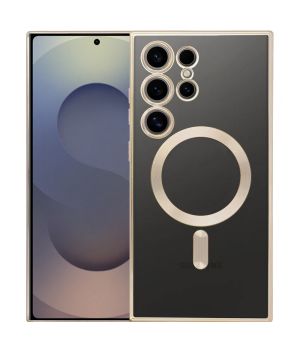 Handyhülle für Samsung Galaxy S26 Ultra Hülle mit Kameraschutz MagSafe in Gold Case Transparent