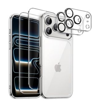 5-in-1 Hülle für iPhone 17 Pro Max Transparent | 2 x Schutzglas, 2 x Kameraschutz, 1 x Handyhülle