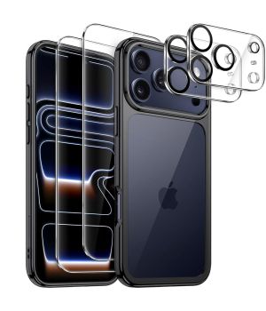 5-in-1 Hülle für iPhone 17 Pro Schwarz | 1 x Handyhülle, 2 x Schutzglas, 2 x Kameraschutz