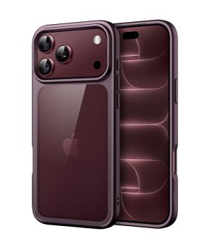 Handyhülle für iPhone 18 Pro Case Transparent mit burgundroten Rahmen