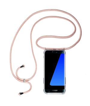 Transparente Handyhülle mit rosa Handyband / Kette für Samsung Galaxy S7