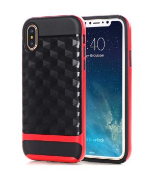 Hülle für iPhone X mit Carbon Optik und roten Rahmen