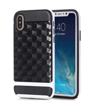 Hülle für iPhone X mit Carbon Optik und weißen Rahmen