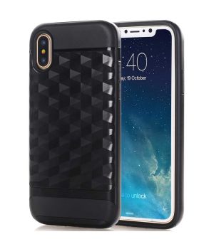 Hülle für iPhone X mit Carbon Optik und schwarzen Rahmen