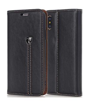 Fitsu iPhone XS Flipcase in Tiefschwarz | handyhuellen-24.de