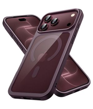 MagSafe Hülle für iPhone 18 Pro mit Rahmen Burgundrot und Rückseite Transparent
