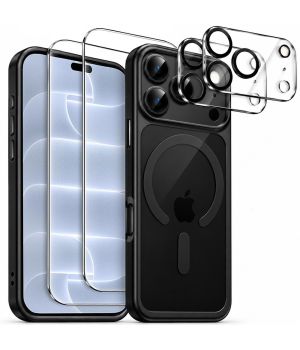 MagSafe Hülle für iPhone 18 Pro Max Schwarz Transparent im Schutzglas und Kameraschutz Set