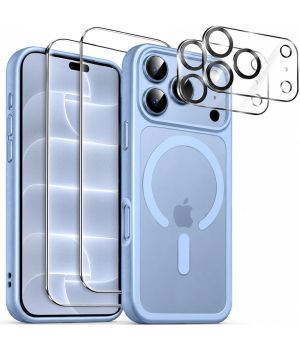 MagSafe Hülle für iPhone 18 Pro Polarblau Transparent mit Schutzglas und Kameraschutz