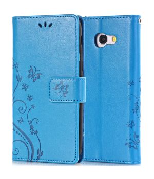 Hülle für Samsung Galaxy S7 mit Schmetterling Blumen Motiv in Blau | Versandkostenfrei