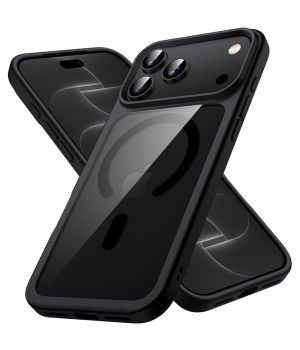 MagSafe Hülle für iPhone 18 Pro Max mit Rahmen Burgund und Rückseite Transparent