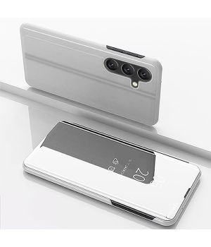 Spiegel Hülle für Samsung Galaxy S24 FE Handytasche Silber