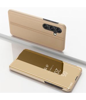 Spiegel Hülle für Samsung Galaxy S25 Handytasche Gold