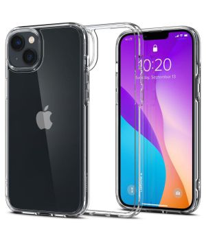 Transparentes, kristallklares Spigen Case für iPhone 14 Hybrid Hülle mit weichem TPU-Silikon Rahmen und robuster Rückseite