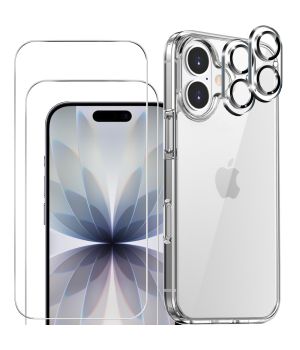 3-in-1 Handyschutz Set für iPhone 17 Hülle Transparent mit Schutzglas und Kameraprotektor