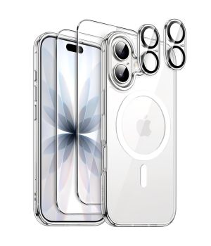 Set für iPhone 17 bestehend aus einer MagSafe kompatiblen Handyhülle, Schutzgläsern und Kamera Protektor