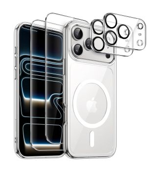 Transparente MagSafe Hülle für iPhone 17 Pro mit Schutzglas & Kameraschutz im Komplettschutz Set