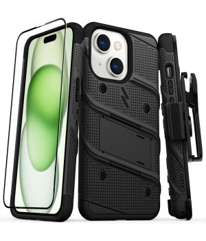 Handyhülle für Apple iPhone 15 Outdoor Hülle Schwarz mit Schutzglas