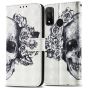 3D Flipcase für Huawei P Smart 2020 Handytasche mit Totenkopf Skull Motiv 