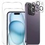4er Set Handyschutz für iPhone 15 Plus, bestehend aus 2 x Displayschutzglas und 2 x Kameraprotektor