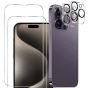 4er Set Handyschutz für iPhone 15 Pro Max, bestehend aus 2 x Displayschutzglas und 2 x Kameraprotektor
