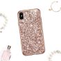 Glitzer Hülle für iPhone XS - Roségold