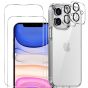 3-in-1 Handyschutz Set für iPhone 11 Hülle Transparent mit Schutzglas und Kameraprotektor