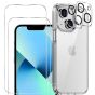 3-in-1 Handyschutz Set für iPhone 13 Mini Hülle Transparent mit Schutzglas und Kameraprotektor