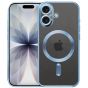 Durchsichtige Schutzhülle für iPhone 17 Hülle Transparent mit blauen Rahmen MagSafe kompatibel mit Kameraschutz