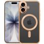 Durchsichtige Schutzhülle für iPhone 17 Hülle Transparent mit goldenen Rahmen MagSafe kompatibel mit Kameraschutz