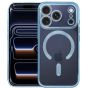 Durchsichtige Schutzhülle für iPhone 17 Pro Hülle Transparent mit blauen Rahmen MagSafe kompatibel mit Kameraschutz