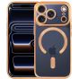 Durchsichtige Schutzhülle für iPhone 17 Pro Max Hülle Transparent mit goldenen Rahmen MagSafe kompatibel mit Kameraschutz