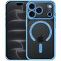 Transparente MagSafe Hülle für iPhone 18 Pro Case mit blauen Designelementen