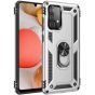 Handyhülle für Samsung Galaxy A42 Case Silber mit 360° Ringhalter