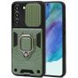 Handyhülle für Samsung Galaxy S21 FE Armor Case mit Kameraschutz / Kameraabdeckung / Kamera Slider Grün