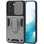 Handyhülle für Samsung Galaxy S22 Armor Case mit Kameraschutz / Kameraabdeckung / Kamera Slider Silber