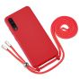 Handyhülle mit Band für Samsung Galaxy A70 Case zum Umhängen Rot