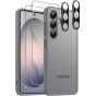 Hülle für Samsung Galaxy S26 Case transparent mit grauen Rahmen | Mit Displayschutzglas und Kameraschutz