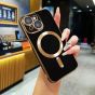 Hülle für iPhone 15 MagSafe kompatibel mit Kameraschutz - Schwarz / Gold